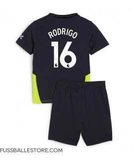 Günstige Manchester City Rodri Hernandez #16 Auswärts Trikotsatzt Kinder 2024-25 Kurzarm (+ Kurze Hosen)